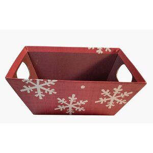 Red Snowflake Holiday Basket Cookie Candy Storage Handles